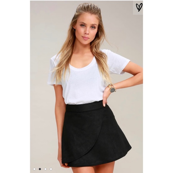 Lulu’s Wrap to It Black Suede Wrap Skirt - Picture 2 of 4